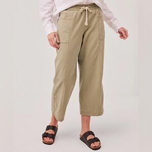 Pact Organic Denim Chambray Sailor Pants in Seagrass khaki cropped pants Large